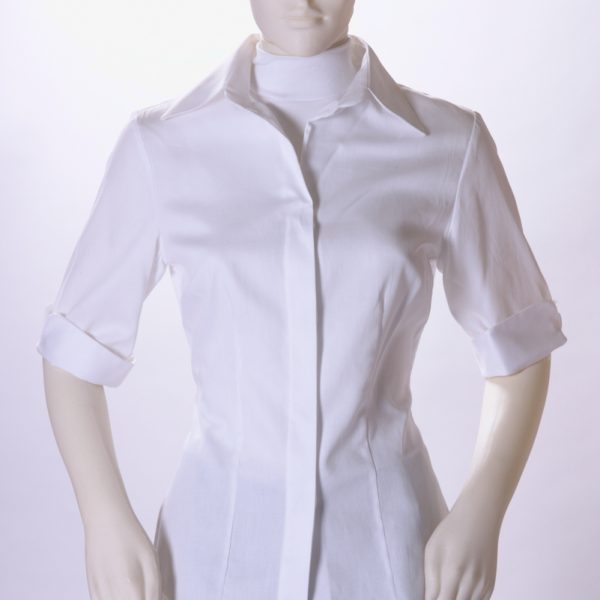 Camicia donna con pinces e polsino rigirato